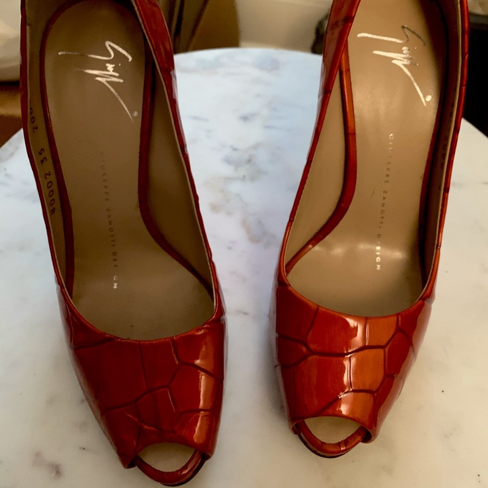 Giuseppe Zanotti Orange Croc Heels